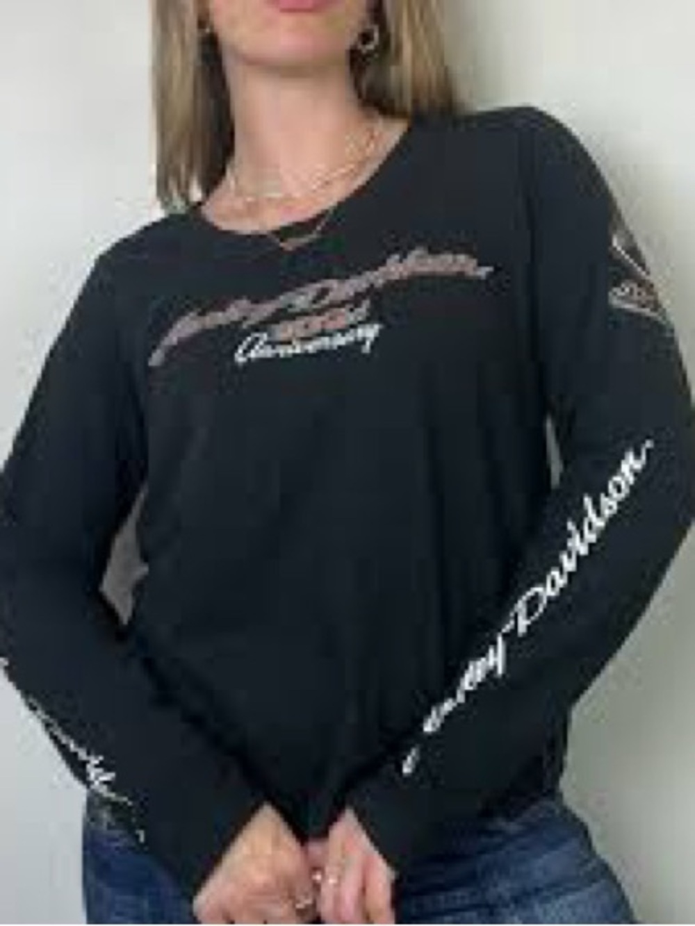 Harley-Davidson 105th Anniversary Black crewneck Long Sleeve Tee